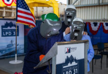Keel of Pittsburgh (LPD 31) Authenticated at HII’s Ingalls Shipbuilding HII